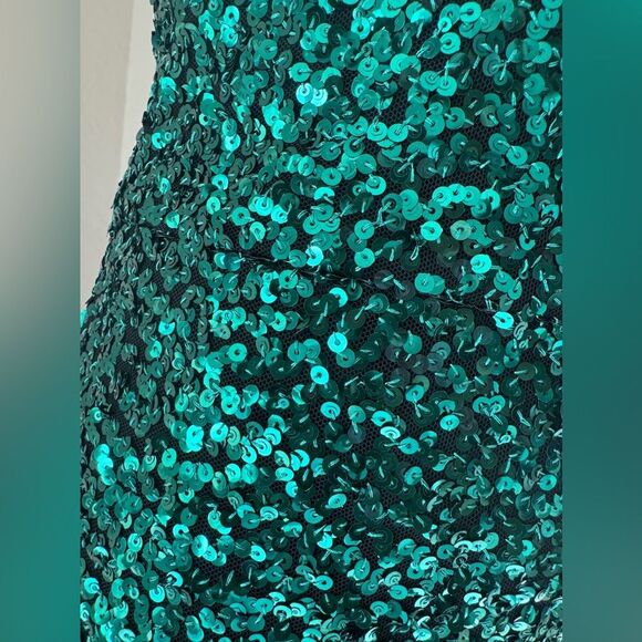 New Dress The Population Alexis sequin midi dress in emeralds green holiday sz M - Picture 6 of 16